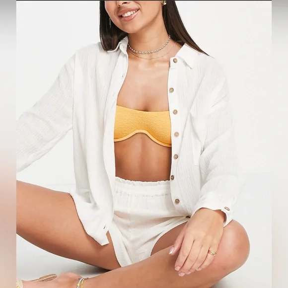 Billabong “In The Tide” White Beach Shirt - Picture 1 of 14